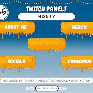 Honey Gold Slime Twitch Panels: 55 Stream Overlays