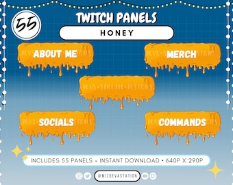 Paneles de Twitch de Honey Gold Slime: 55 superposiciones de transmisión