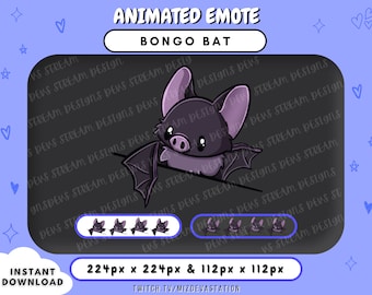 Emote animado de murciélago Bongo: Kawaii para Twitch/Discord (descarga GIF)