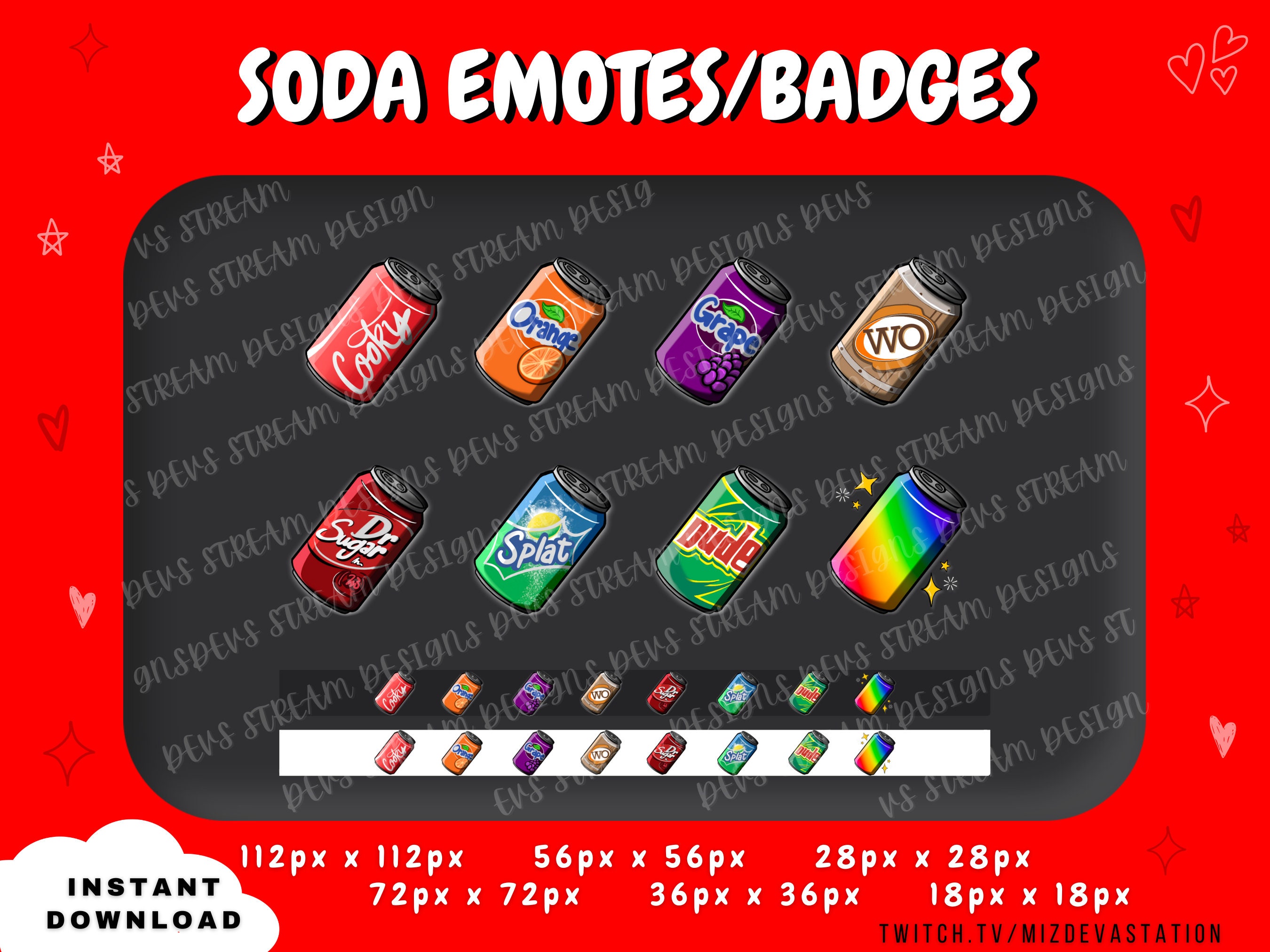 Soda Pop Twitch KICK Emotes & Badges Channel Points - Etsy
