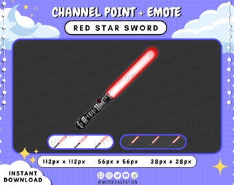 Emote de punto de canal de Espada Estrella Roja / Espada Láser para Twitch / KICK / YouTube / Discord