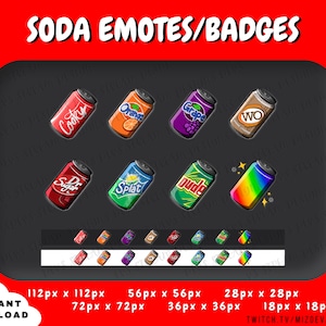 Soda Pop Twitch + KICK Emotes & Badges | Channel Points | Twitch | YouTube | Discord