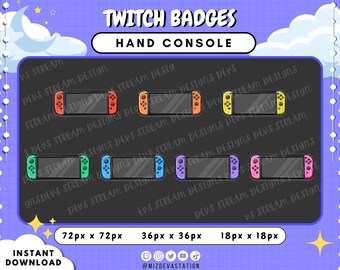 Hand Console Twitch Subscriber & Bit Badges |  KICK Gaming Badges | Sub and Cheer Badges | 7 STYLES |