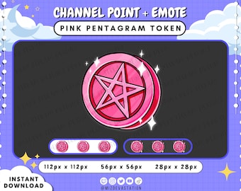 Moneda de pentagrama rosa Punto de canal / Emote de ficha / KICK / Twitch / Discord