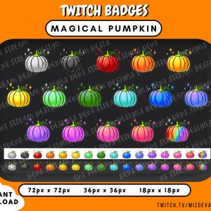 Magical Pumpkin Badge Set | Twitch + KICK Sub and Cheer Badges | 16 STYLES |