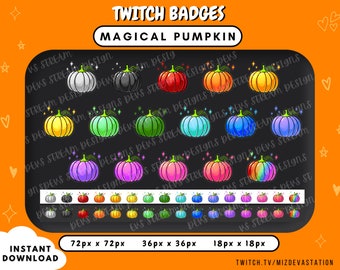 Conjunto de insignias de calabaza mágica / Insignias de suscripción y porras de Twitch + KICK / 16 ESTILOS /