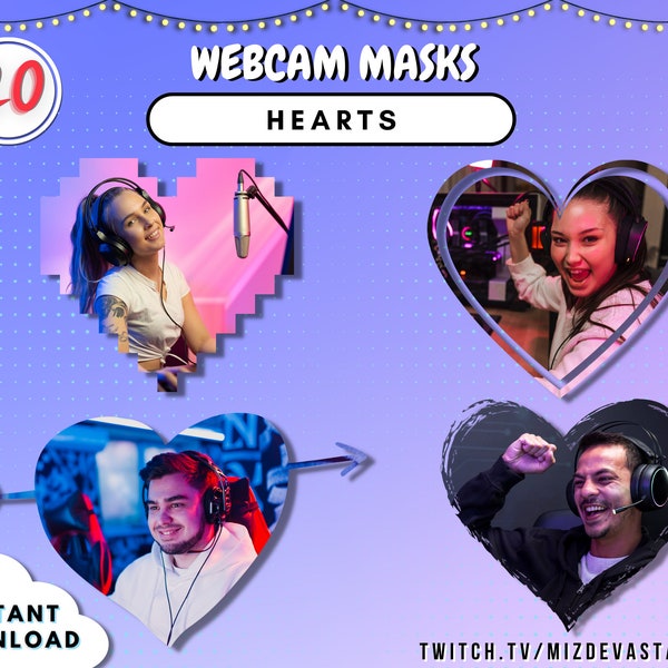 Heart Shape Webcam Mask Bundle | 20 STYLES | Made for Streamers | OBS & Streamlabs Mask for Webcam Filter