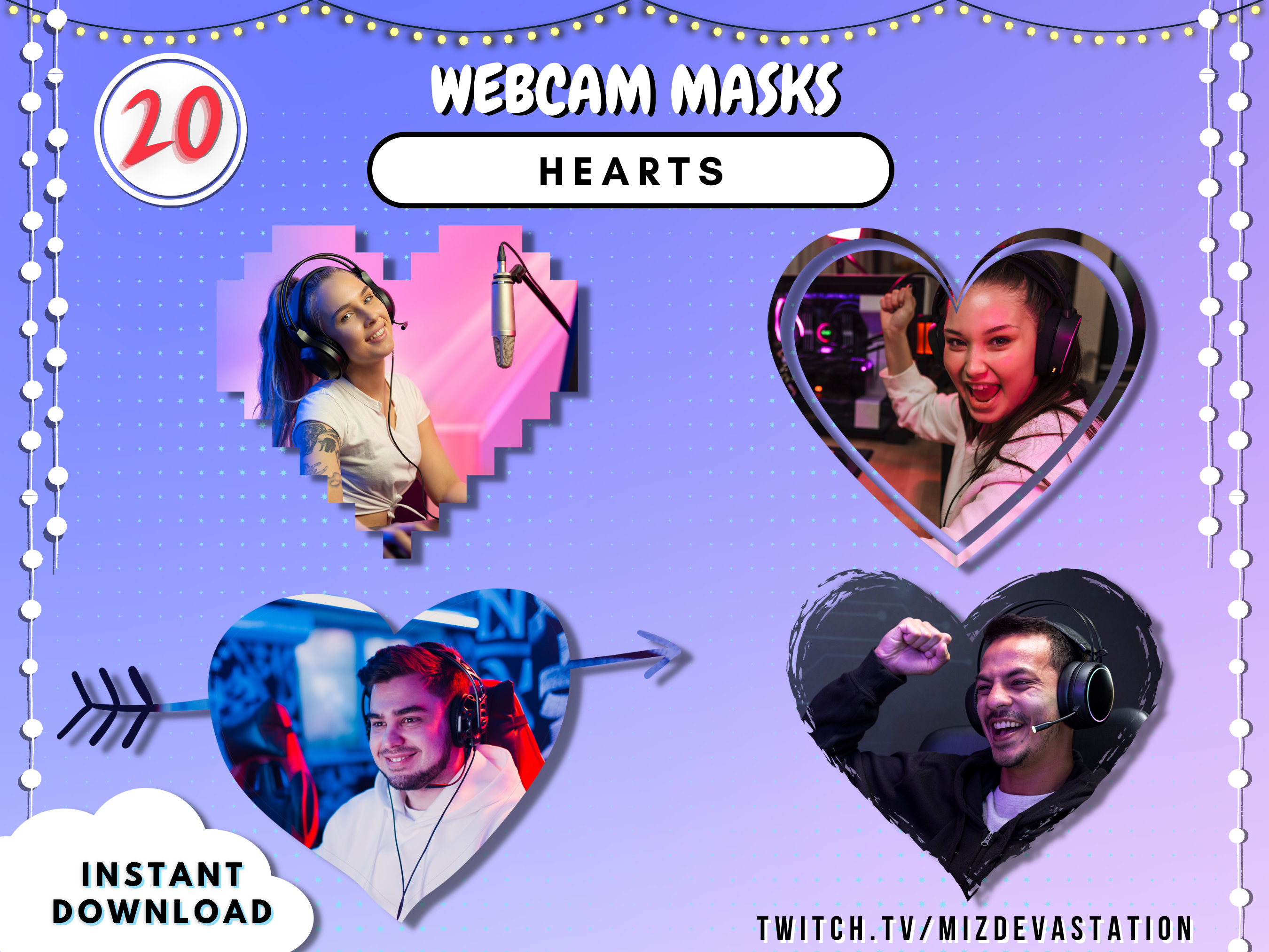 Heart Webcam Mask Bundle: 20 Styles for Streamers (digital Download) - Etsy
