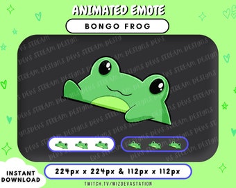Emote animado de rana Bongo: Transmisión kawaii de Twitch/Discord (descarga GIF)