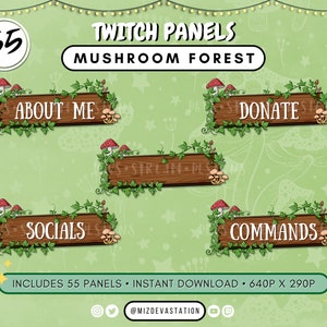 Pilz Wald Panels | Holz Twitch Panels | Passend für KICK + Twitch