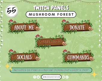 Paneles de contracción del bosque de hongos: Decoración de arroyos de madera (Descarga digital)