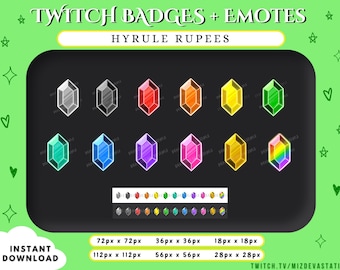 Rupias de Hyrule / Emotes y distintivos de Twitch de Legend of Zelda / Puntos de canal / KICK / Twitch / YouTube / Discord
