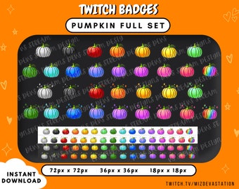 Conjunto de insignias de calabaza mágica / Insignias de suscripción y porras de Twitch + KICK / 32 ESTILOS / Conjunto completo