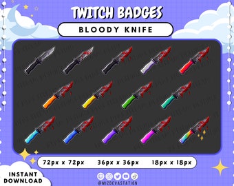 Insignias de suscriptor de Twitch de Bloody Knife: Recursos de transmisión de terror (descarga digital)