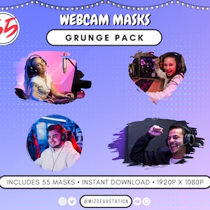 Grunge Shape Webcam Mask Big Bundle | 55 STYLES | Made for Streamers | OBS & Streamlabs Mask for Webcam Filter