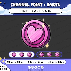 Pink Heart Coin Channel Point | Coin Emote | KICK | Twitch | Discord