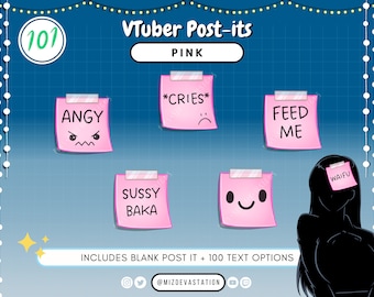 Nota adhesiva rosa V-Tuber / V-Streamer Post-it / KICK / Twitch / Discord