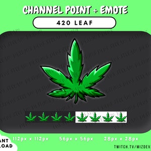 420 Cannabis Leaf Twitch Emote | Marijuana Leaf Channel Point | Twitch | YouTube | Discord | KICK