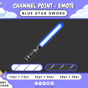 Star Sword Channel Point | Blue Laser Sword Emote for Twitch | KICK | YouTube | Discord