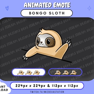 Sloth Animated Bongo Emote | Kawaii Sloth | Twitch | KICK | Discord Emote