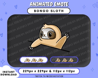 Emote animado de perezoso Bongo: transmisión kawaii de Twitch/Discord (descarga GIF)