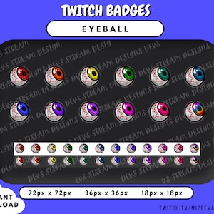Spoopy Eyeball Badges | Twitch + KICK Sub and Cheer Badges | 12 STYLES |
