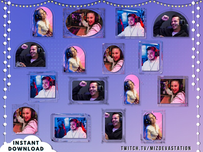 Ornate Shape cam Mask Bundle 20 STYLES Made for Streamers OBS