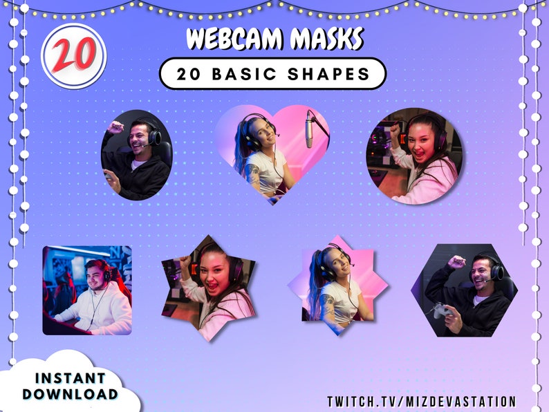 Basic Shape cam Mask Bundle 20 STYLES Made for Streamers OBS