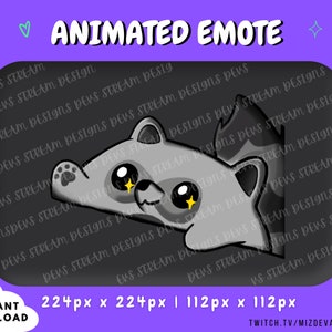 Emoticono de mapache animado / Emoticono de TWITCH de Trash Panda / KICK / Discord