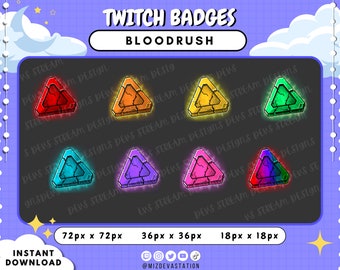 Insignias de Twitch de Bloodrush: 8 estilos, insignias de suscripción y de animadores (descarga digital)