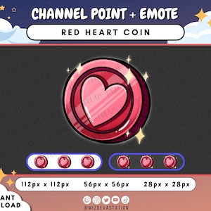 Red Heart Coin Channel Point | Coin Emote | KICK | Twitch | Discord