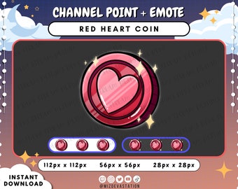 Red Heart Coin Channel Point | Coin Emote | KICK | Twitch | Discord