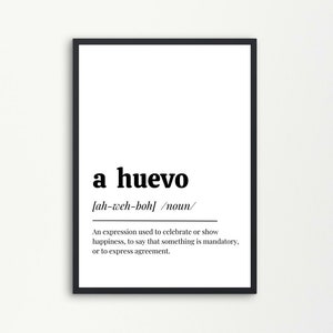 A Huevo Definition |  Spanish Wall Art Instant Printable, Funny Sayings