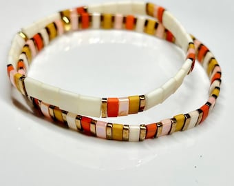 Sunset Tila Bead Bracelet Set