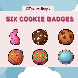 Six Cute Cookie Channel Point Badge / Bits / Subscriber Badges for Twitch