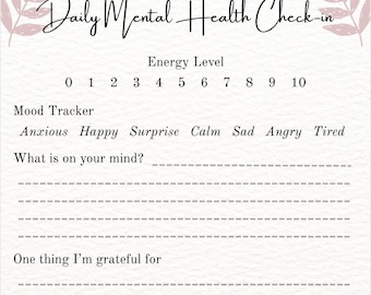 Mental Health Minute - Printable Daily Check In - Etsy