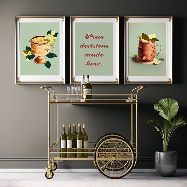 Bar Cart Decor - Etsy