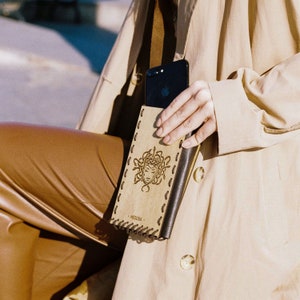METROCITY Women's [Telephono Bag] Mini cross bag for mobile phone bag  M203MO2630B Beige Cowhide Zipper Type: Handbags
