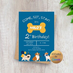 Puppy Birthday Party Invitation Template, Tutorial Included, Digital Download, Editable, Instant Download, Evite, Printable