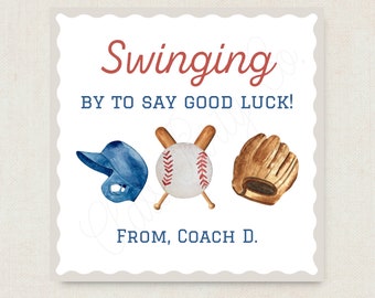 Printable Good Luck Gift Tags - Baseball, Tee Ball, Good Luck Favor Tags, Instant Download, Edit & Print at Home via Canva