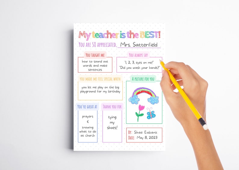 Instant Download, Teacher Appreciation, All About My Teacher, Questionnaire for Students, Gift From The Whole Class, PDF image 1