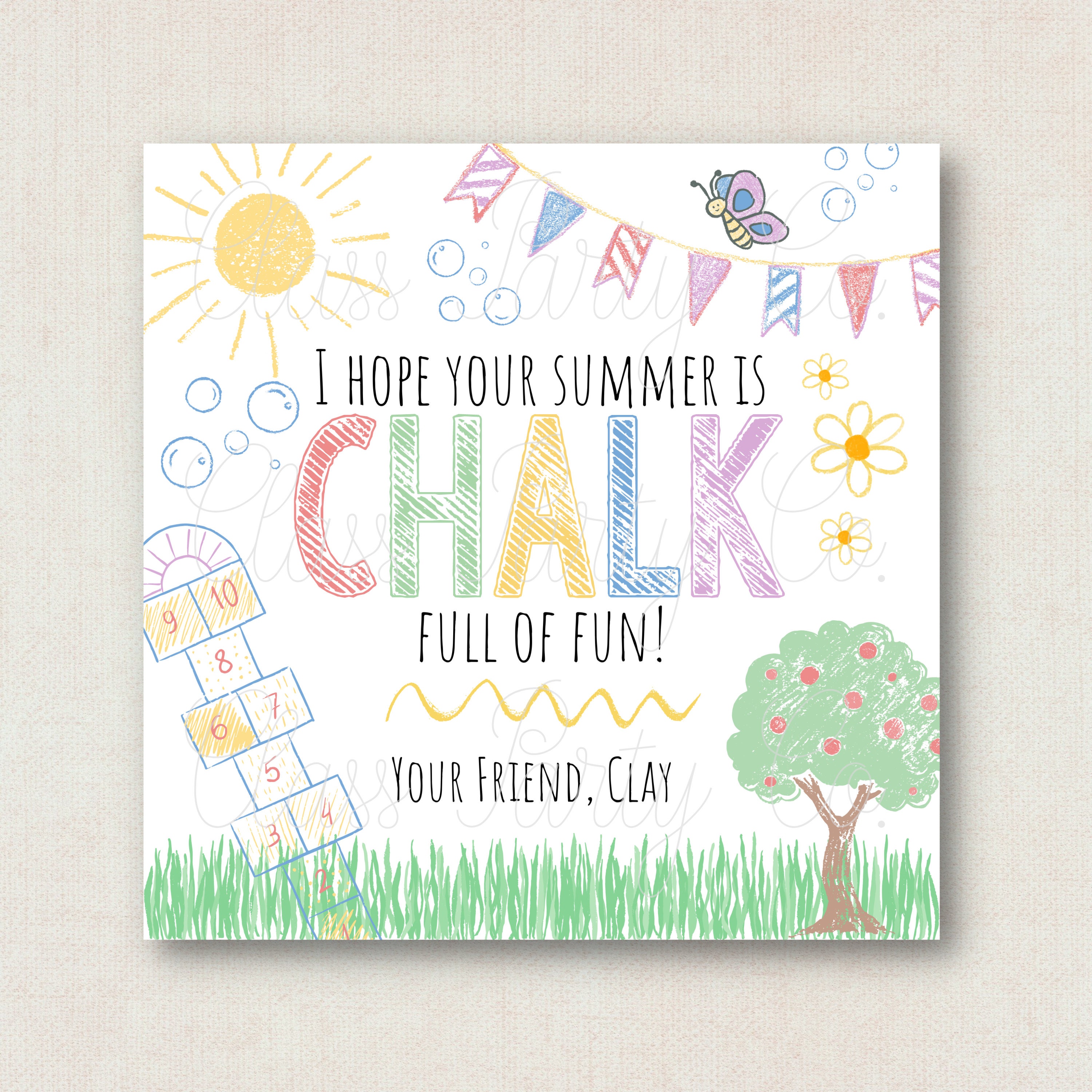 Printable Tag I Hope Your Summer Is Chalk Full Of Etsy