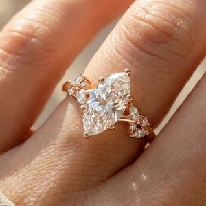 Marquise Lab Grown Diamond Split Shank Engagement Ring, 14K Rose Gold, IGI Certified