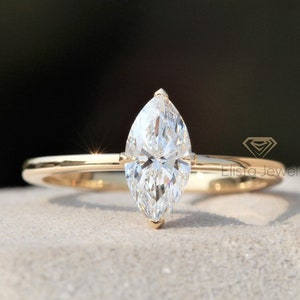 IGI Certified 0.50 Carat Marquise Cut Lab Grown Diamond Solitaire 14K Gold Engagement Ring