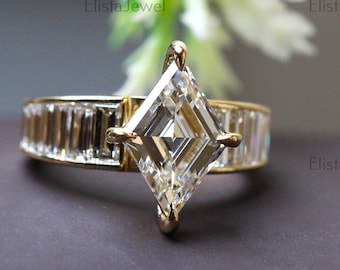 Lozenge Step Cut Lab Grown Diamond 10K Gold Engagement Ring