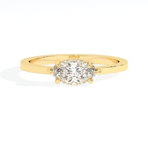 0.50CT East West Set Marquise Diamond Solid Gold Engagement Ring Gift For Her, Minimalist Marquise East West Wedding Ring For Women