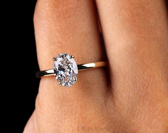 1.00CT Oval Lab-Grown Diamond Solitaire Engagement Ring, 14k Solid Yellow Gold One Diamond CVD Gold Proposal Ring For Women