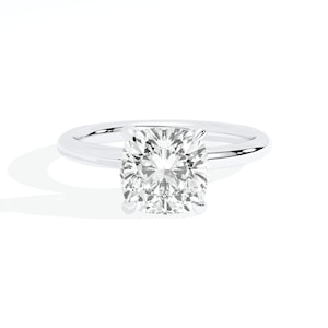 2CT Cushion Cut Lab Grown Diamond Solitaire Engagement Ring Solitaire Made In 18k Solid Gold Proposal Ring For Women