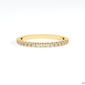 In het lab gekweekte diamanten trouwring: 14k geelgouden stapelring halve eeuwigheid