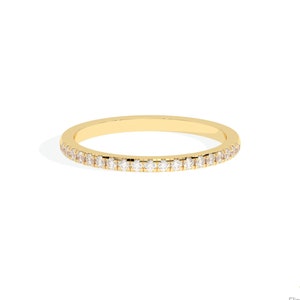 In het lab gekweekte diamanten trouwring: 14k geelgouden stapelring halve eeuwigheid